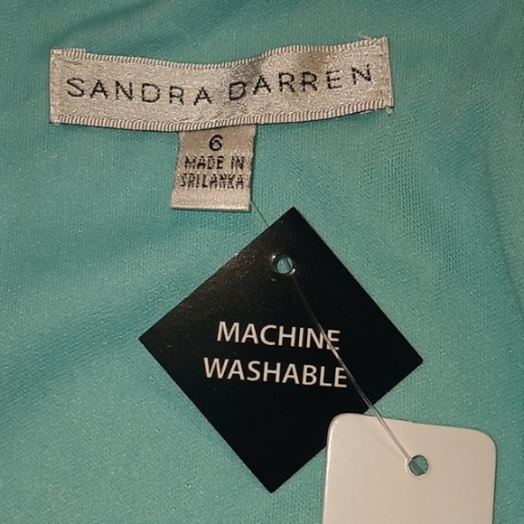 Sandra Darren Aqua Keyhole Neck Midi Dress - Picture 14 of 15